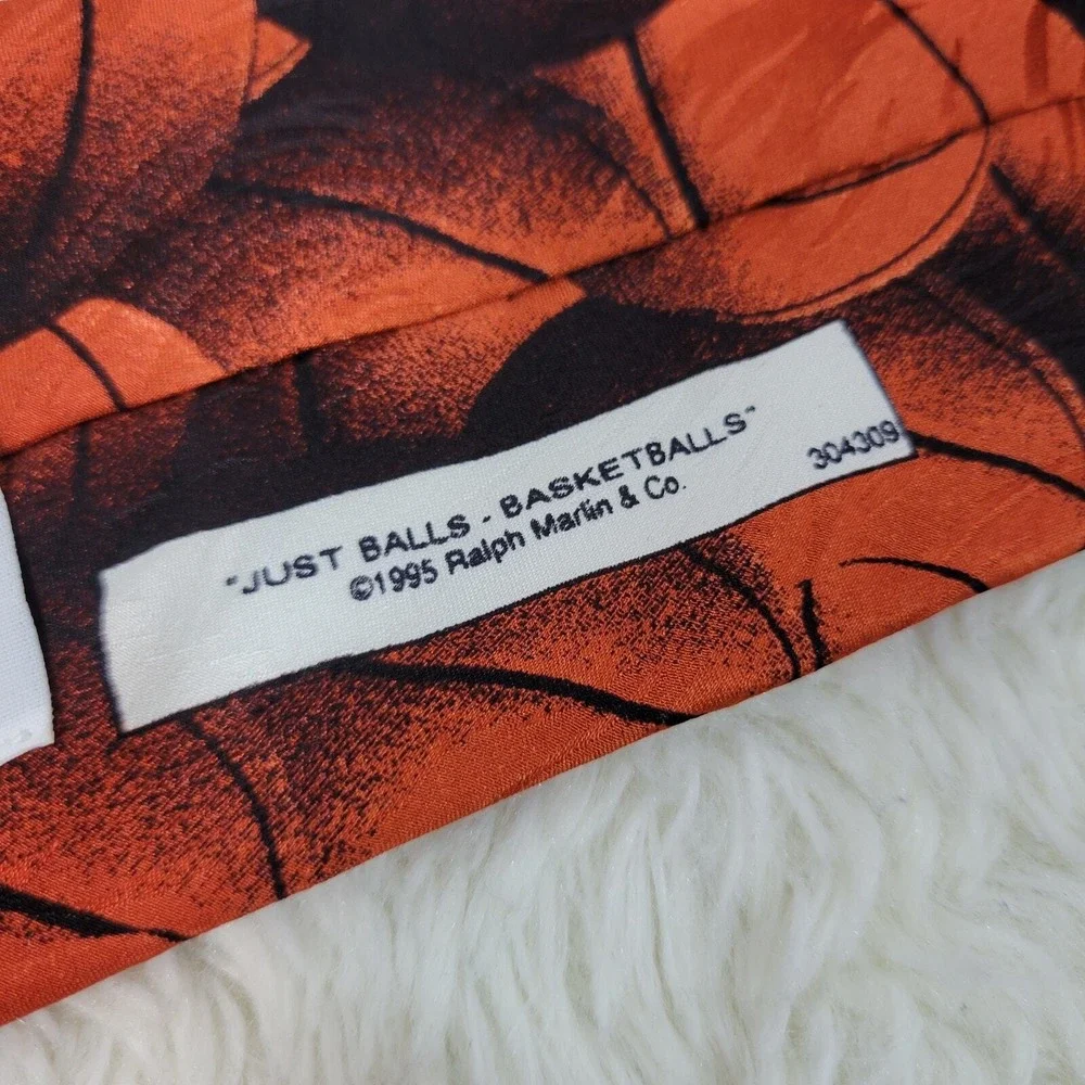 Vintage 90's Ralph Marlin Basketball‎ Necktie Men's Silk Basketball Coach Parent